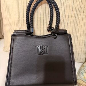 Badgley Mischka Black Braided-Handle Satchel